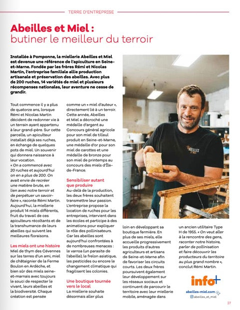 Abeilles et Miel à l'honneur dans le magazine de Seine-et-Marne !