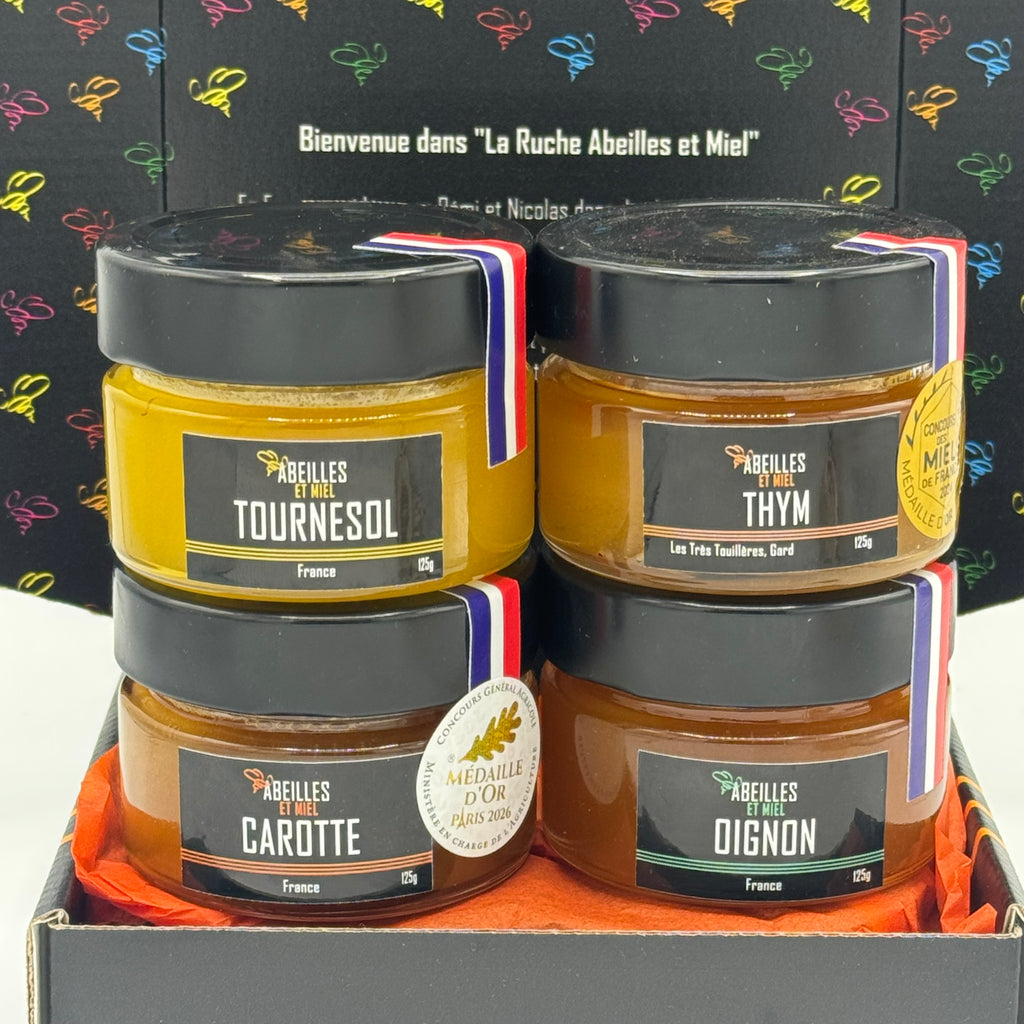 Coffret Miel : Bouquet Garni 4 Miels Rares et Aromatiques