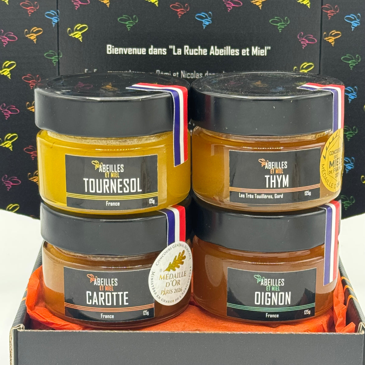 Coffret Miel : Bouquet Garni 4 Miels Rares et Aromatiques