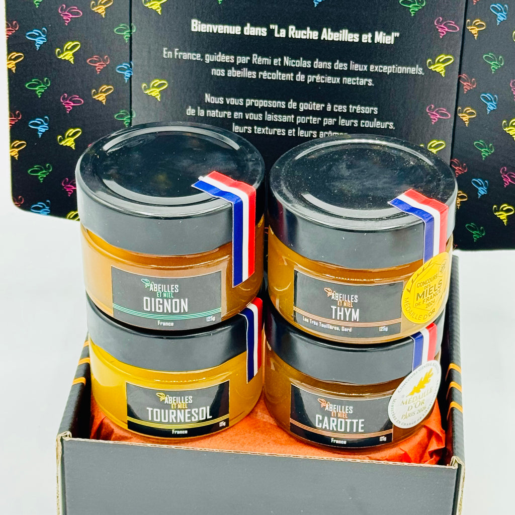 Coffret Miel : Bouquet Garni 4 Miels Rares et Aromatiques