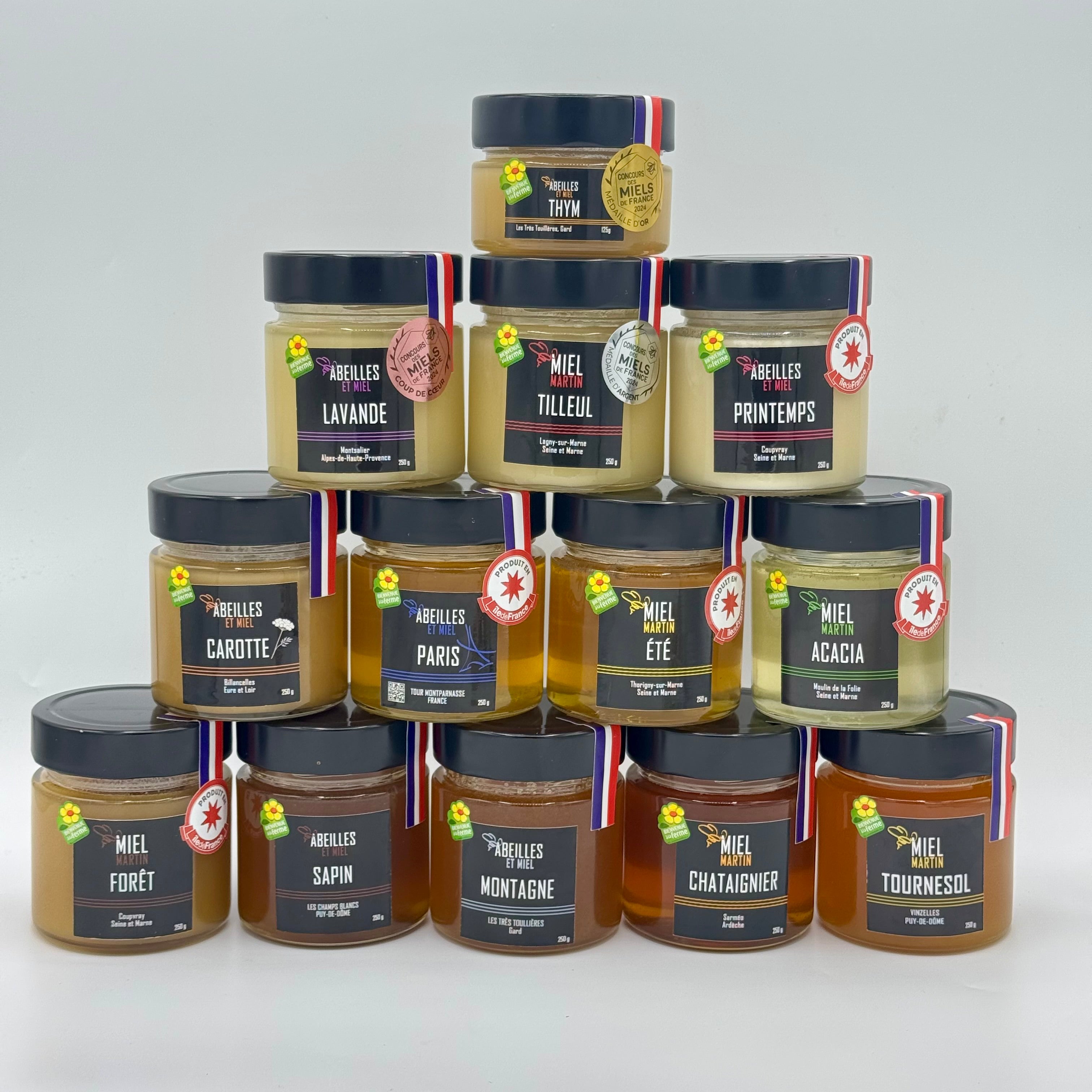 Coffret « Ensemble de Nos 13 Miels » – Récolte Abeilles et Miel