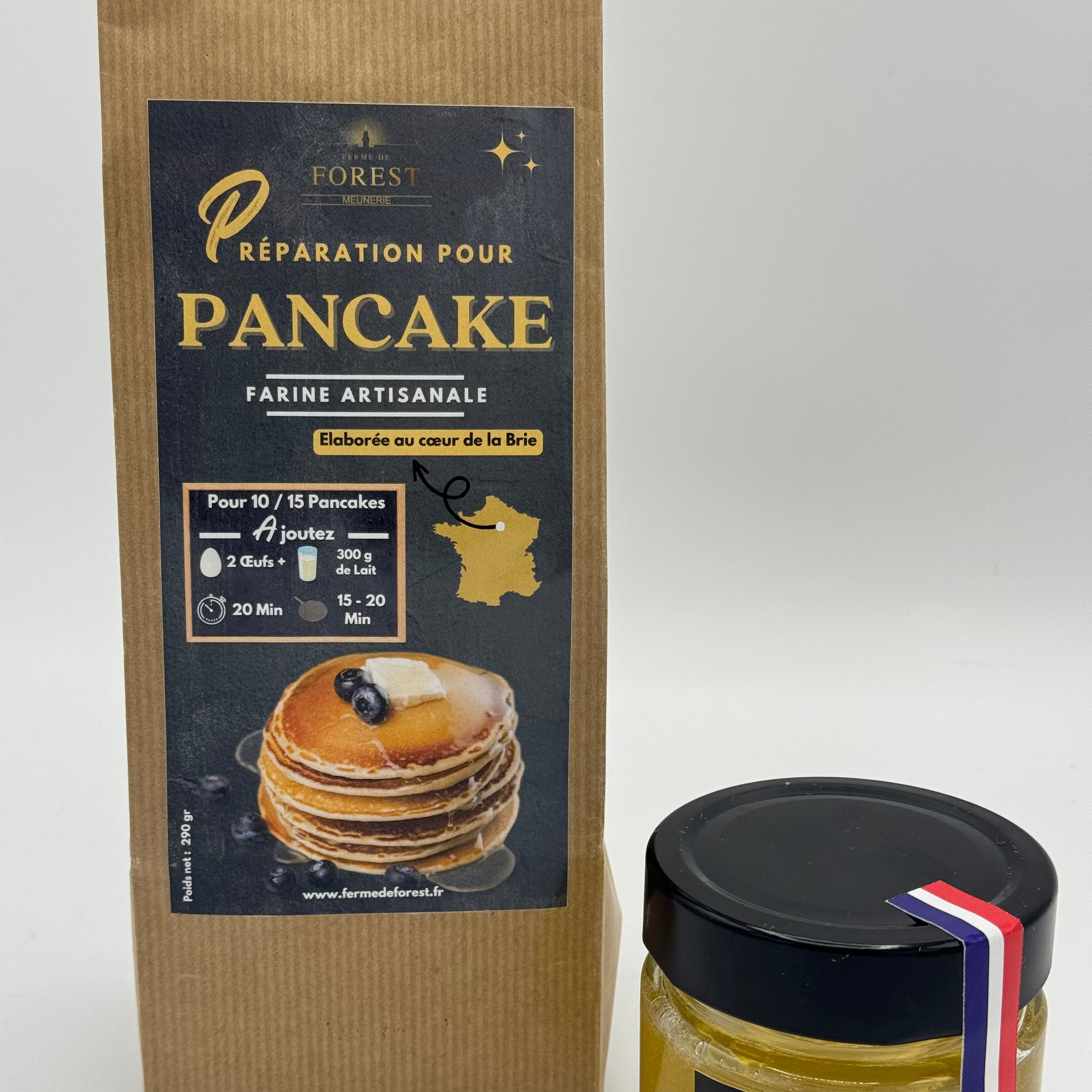 Duo Petit-Déjeuner Gourmand : Préparation Pancakes (290g) & Miel d'Acacia (250g)